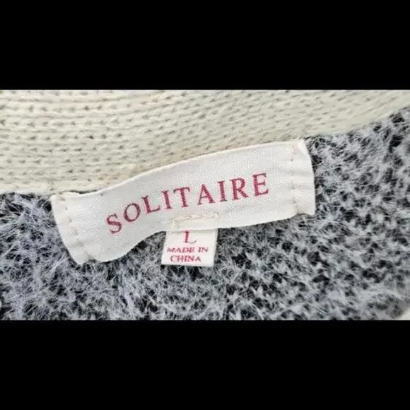 Anthropologie‎ Solitaire Cream Striped Fuzzy Cardigan Size Large - Picture 6 of 8